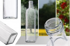 Стъклена прозрачна бутилка за зехтин 750 мл  Мараска (PP 31.5)